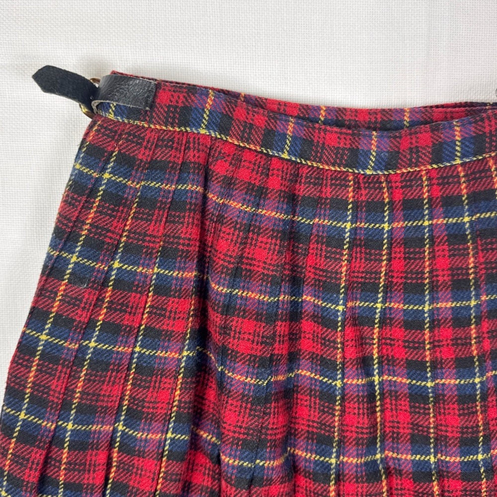 Vintage GAP Wool Tartan Wrap Kilt Skirt Womens 3 4 Red Plaid Italy Made 90s - Picture 4 of 7
